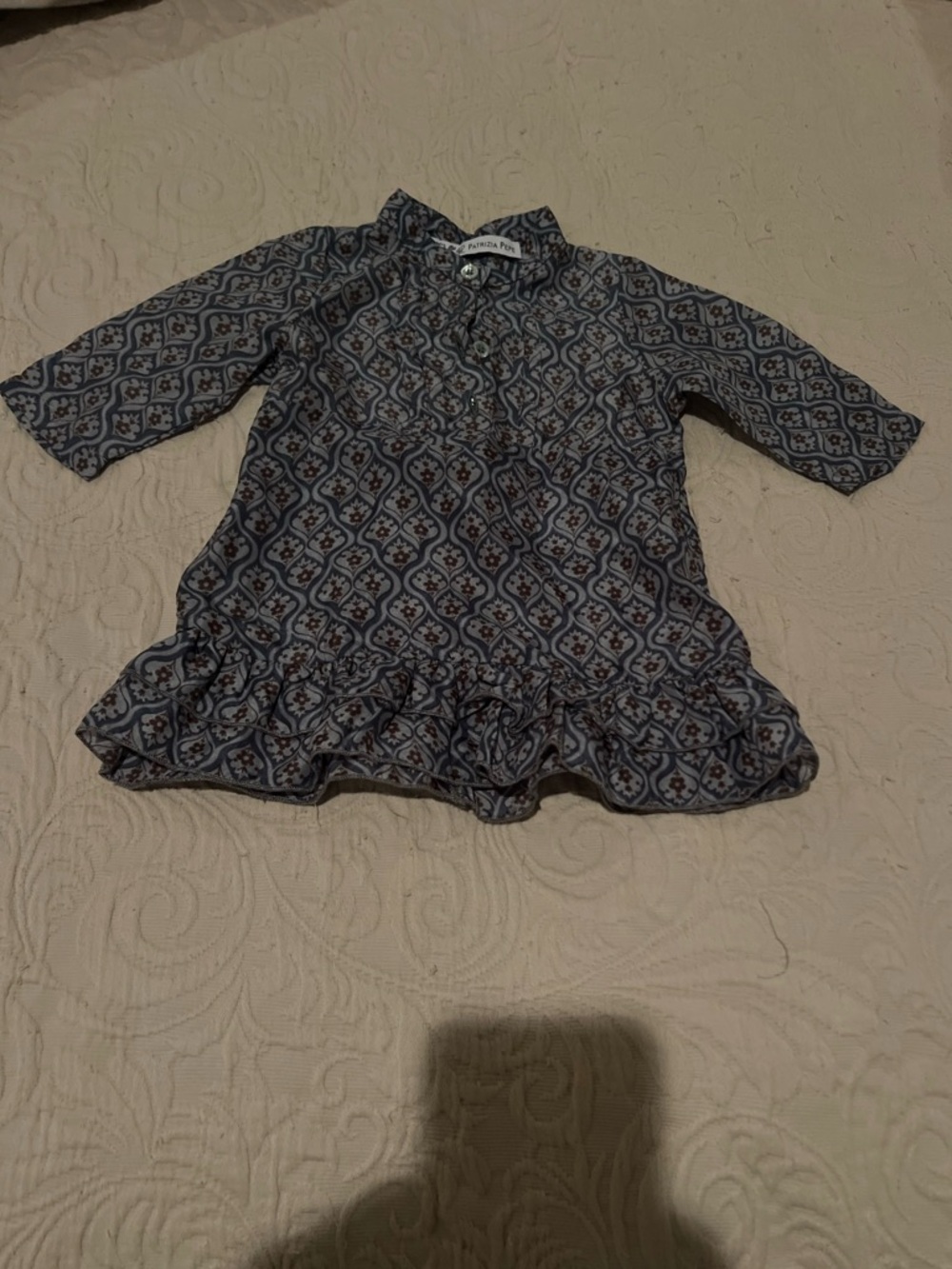 Patrizia Pepe Blue Patterned Ruffle Hem Dress